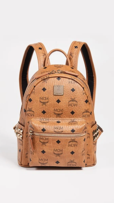 Shop Mcm Mini Stark Backpack In Cognac