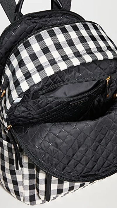 Shop Tory Burch Piper Gingham Zip Backpack In Black / New Ivory Gingham