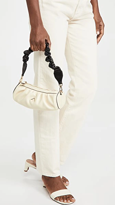 Manu Atelier Ruched Mini Cylinder Xx Shoulder Bag In Vanilla Black ModeSens