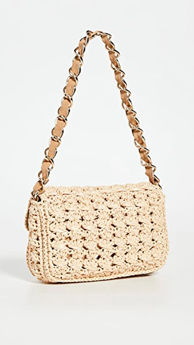 Shop Caterina Bertini Woven Shoulder Bag Beige