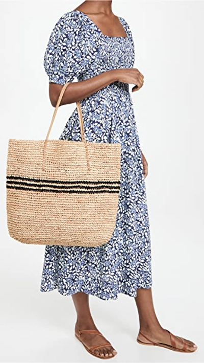 Shop Hat Attack Luxe Stripe Tote Bag In Natural/black