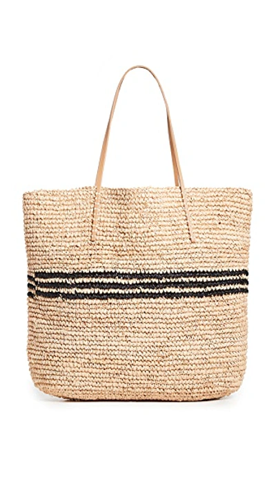 Shop Hat Attack Luxe Stripe Tote Bag In Natural/black