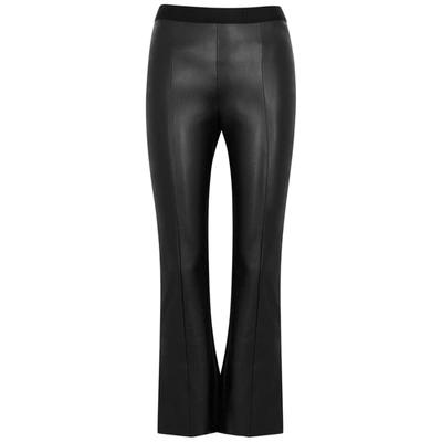 Shop Wolford Jenna Black Faux Leather Kick-flare Trousers