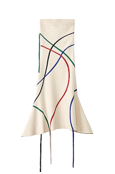 Shop Loewe Graphic Jacquard Bustier Dress In White & Multicolor