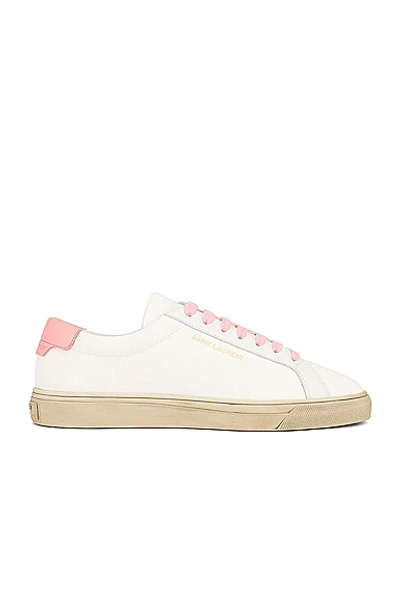 Shop Saint Laurent Andy Low Top Sneakers In Off White & Pink
