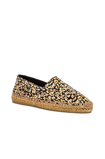 Saint Laurent Leopard-print Embroidered Canvas Espadrilles In Nero Multicolor