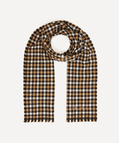 Shop Acne Studios Embroidered Check Scarf In Black/beige