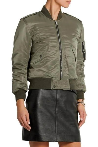 Shop Saint Laurent Shell Bomber Jacket In Green