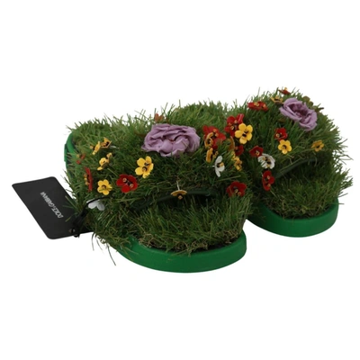 Dolce & Gabbana Women's Green Grass Floral Sandals Flip Flops Shoes |  ModeSens