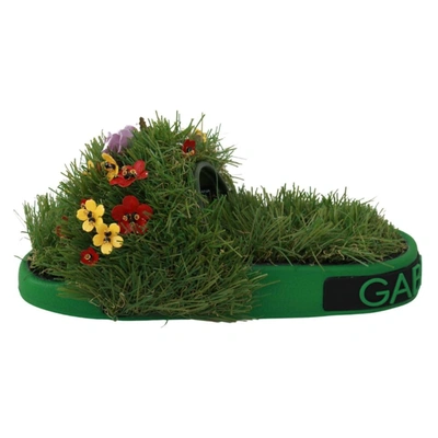 Dolce & Gabbana Women's Green Grass Floral Sandals Flip Flops Shoes |  ModeSens