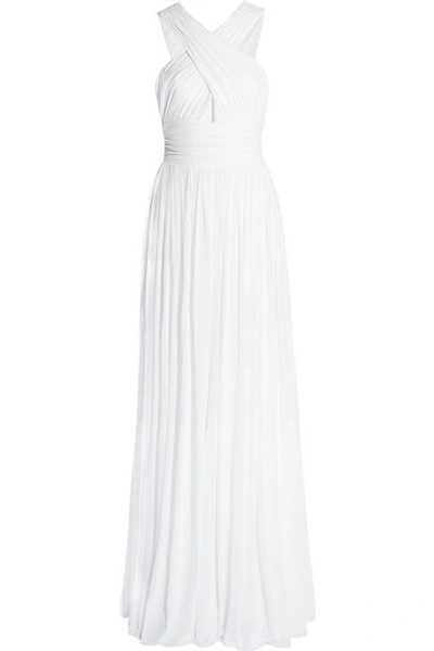 Michael Kors Cross-front Cutout Gown, Optic White