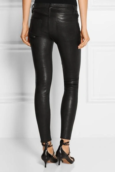 Shop Frame Le Skinny Stretch-leather Pants In Black