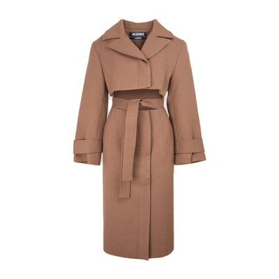 Shop Jacquemus Picchu Tailored Cutout Coat In Brown