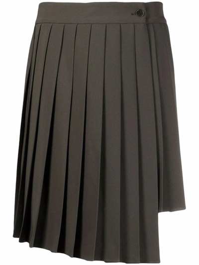 Shop P.a.r.o.s.h Asymmetric Pleated Mini Skirt In Grün