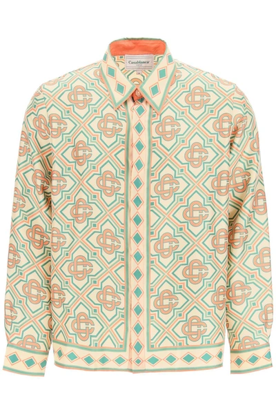 Shop Casablanca Diamond Monogram Silk Shirt In Mixed Colours