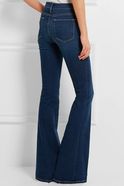 Shop Frame Le High Flare High-rise Jeans In Mid Denim