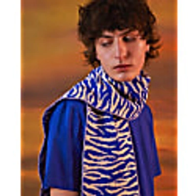 Ingmarson Tiger Wool & Cashmere Scarf Electric Blue In Cashmere