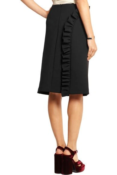 Shop Simone Rocha Embellished Ruffled Stretch-neoprene Jersey Skirt In Black