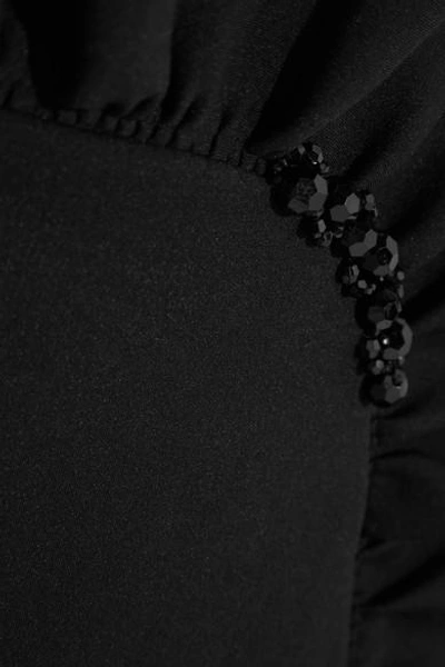 Shop Simone Rocha Embellished Ruffled Stretch-neoprene Jersey Skirt In Black