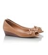 Tory Burch Shoes Amanda Open Toe Tumbled Leather Ballet Demi Wedge Royal Tan In Carnival Red High
