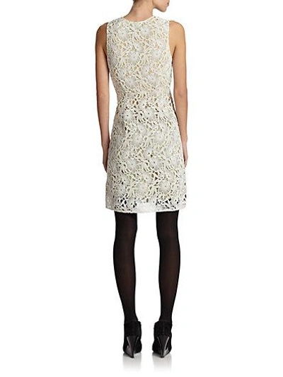 Shop Burberry Floral Lace Bow Dress In White