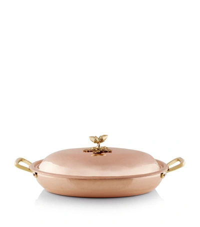 Shop Ruffoni Historia Hammered Copper Oval Dish With Lid (38cm) In Metallic