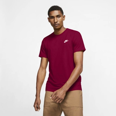 Shop Nike Sportswear Club Men's T-shirt In Pomegranate,white