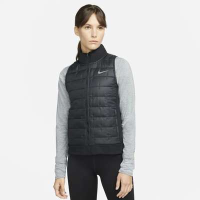 Shop Nike Women's Therma-fit Synthetic-fill Running Vest In Black