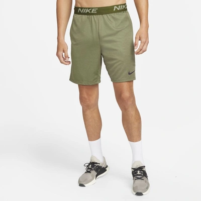 Shop Nike Dri-fit Veneer Men's Training Shorts In Rough Green,oil Green,heather,black