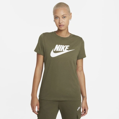 Shop Nike Sportswear Essential T-shirt In Medium Olive,white
