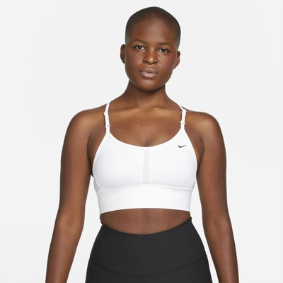 Shop Nike Women's Indy Light-support Padded Longline Sports Bra In White