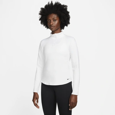 Shop Nike Women's Therma-fit One Long-sleeve 1/2-zip Top In White