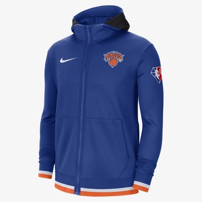 Nike New York Knicks Showtime Men's Dri-fit Nba Full-zip Hoodie In Rush  Blue,white,brilliant Orange,white | ModeSens
