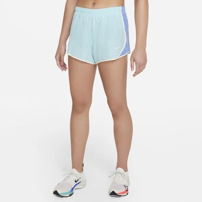 Shop Nike Dri-fit Tempo Big Kids' Running Shorts In Copa,heather,cashmere,white