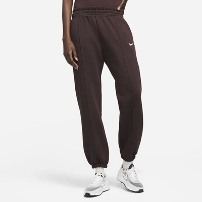 Shop Nike Sportswear Essential Collection Women's Fleece Pants In Brown Basalt,white