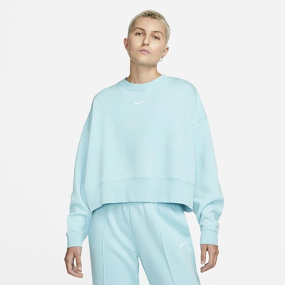 Shop Nike Women's  Sportswear Collection Essentials Oversized Fleece Crew Sweatshirt In Blue