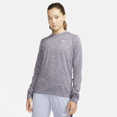 Shop Nike Dri-fit Element Women's Running Crew In Cave Purple,indigo Haze,heather