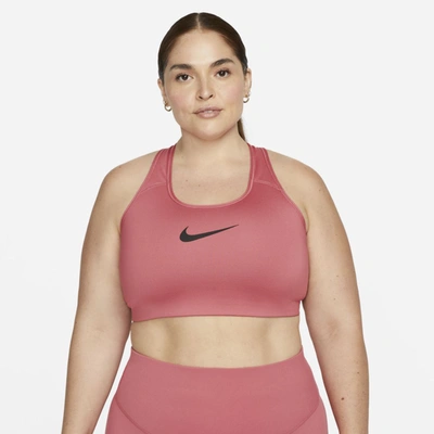 Shop Nike Swoosh Women's Medium-support Non-padded Sports Bra In Gypsy Rose,black