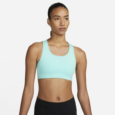 Shop Nike Women's Swoosh Medium-support 1-piece Pad Sports Bra In Blue