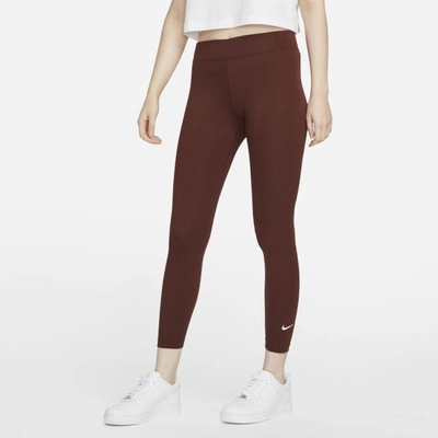 Shop Nike Sportswear Essential Women's 7/8 Mid-rise Leggings In Bronze Eclipse,white