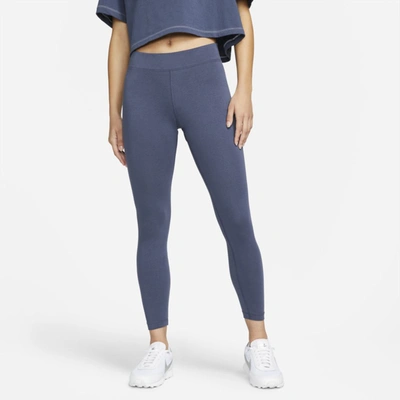 Shop Nike Sportswear Essential Women's 7/8 Mid-rise Leggings In Thunder Blue,white