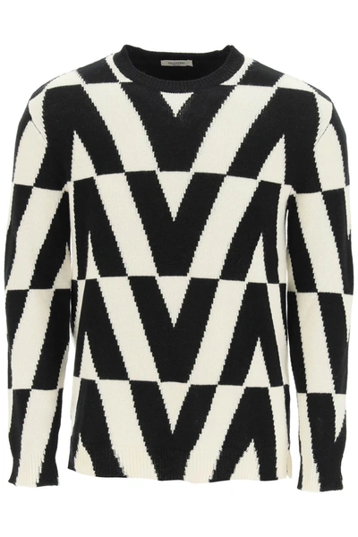 Shop Valentino Optical Sweater In Wool And Cashmere In Mixed Colours