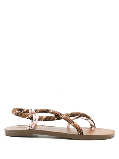 Shop Osklen Cross Rope Flat Sandals In Braun