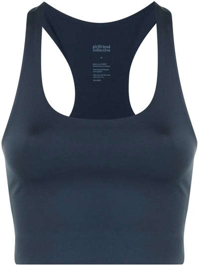 Shop Girlfriend Collective Paloma Sports Bra In Blue