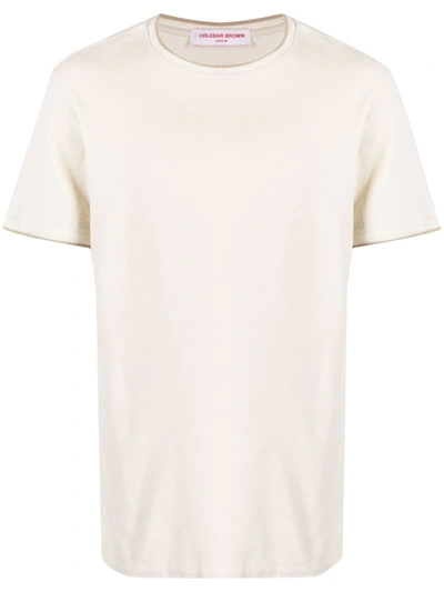 Shop Orlebar Brown Contrast-trim Cotton T-shirt In Neutrals