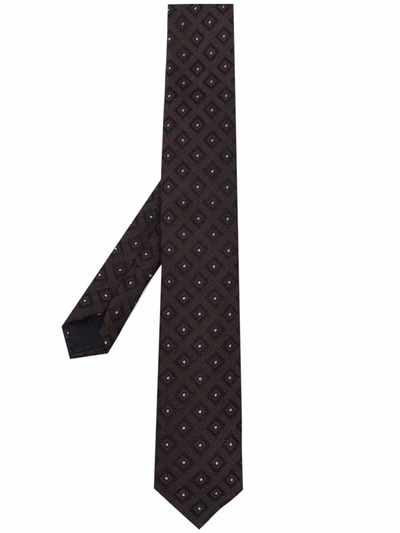 Shop Lardini Silk-jacquard Tie In Braun