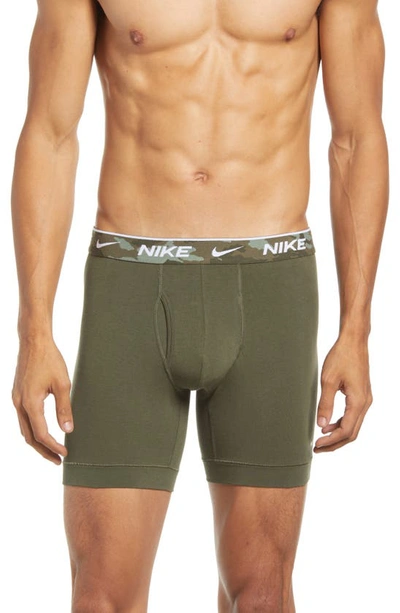 Shop Nike Dri-fit Everyday Assorted 3-pack Performance Boxer Briefs In Olive/ Navy/ Grey