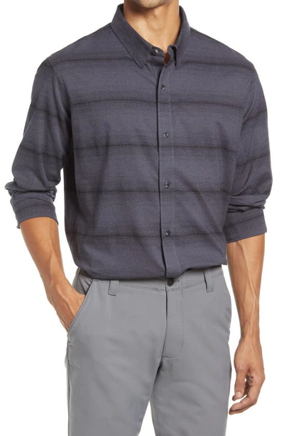 Travismathew Zeke Stretch Stripe Button-up Shirt In Black