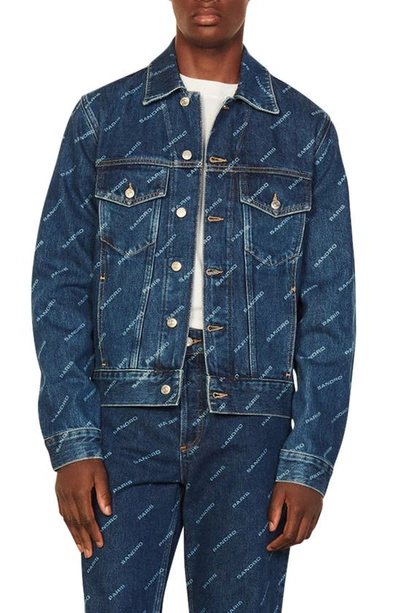 Sandro Grenade Monogram Denim Jacket