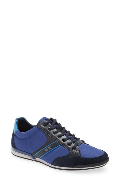 Shop Hugo Boss Saturn Low Top Sneaker In Blue/ Grey